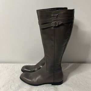 AGL Attilio Giusti Leombruni Italian Leather Knee High Riding Boots Taupe Sz 37